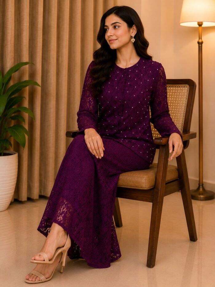 Amethyst Lace Co-ord | LAZER CUT-OUT COLLECTION